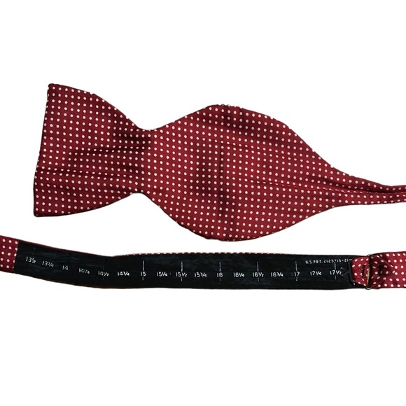 CHRISTIAN DIOR Silk Polka Dot Bow Tie Red with Tan Dots - Picture 5 of 8
